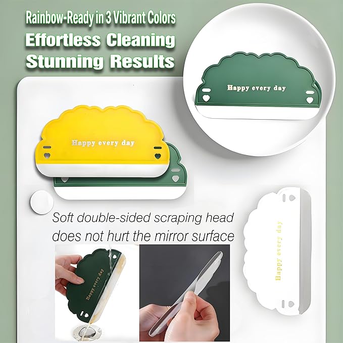 Squeegee Bathroom Glass Door Cleaning Scraper with Hanging Hook, Silicone Mini Kitchen Countertop Squeegee, Water Wiper Scraper for Sink Tiles Cleaning Tools (Cloud 3PCS)