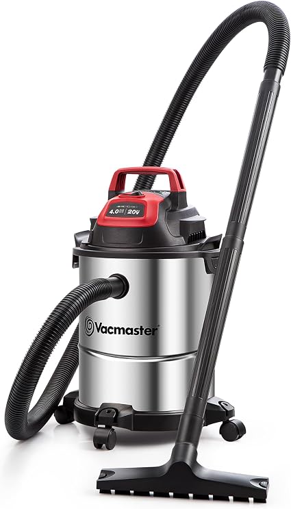 Vacmaster DVOM204S 1101 4-Gal 20V Cordless Stainless-Steel Wet/Dry Vac Red - Cleanova