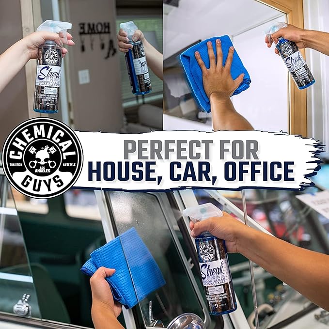 Chemical Guys Streak Free Window Cleaner – Ammonia-Free Glass Cleaner for Crystal Clear Clarity, Safe on Tint, Mirrors, Touchscreens, Windshields, and Chrome, 32 fl oz