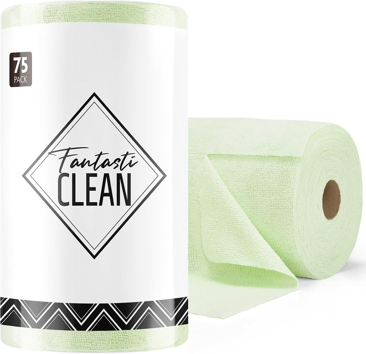 Microfiber Cleaning Cloth Roll- 75 Sheets, 12" x 12" (Green)