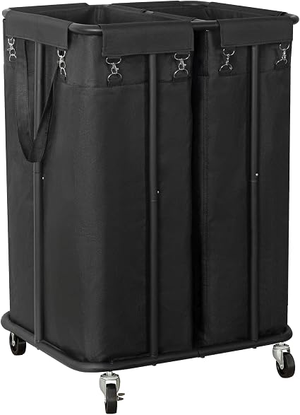 WOWLIVE Double Laundry Hamper with Wheels, 170L Rolling Laundry Basket