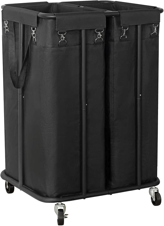 WOWLIVE Double Laundry Hamper with Wheels, 170L Rolling Laundry Basket