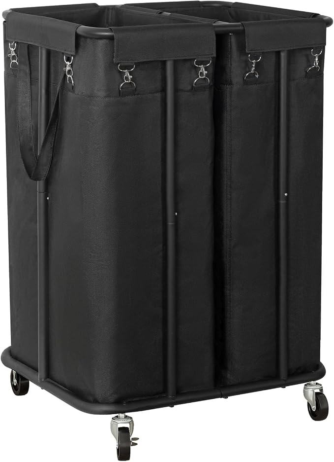 WOWLIVE Double Laundry Hamper with Wheels, 170L Rolling Laundry Basket