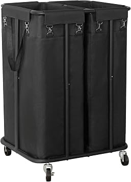 WOWLIVE Double Laundry Hamper with Wheels, 170L Rolling Laundry Basket