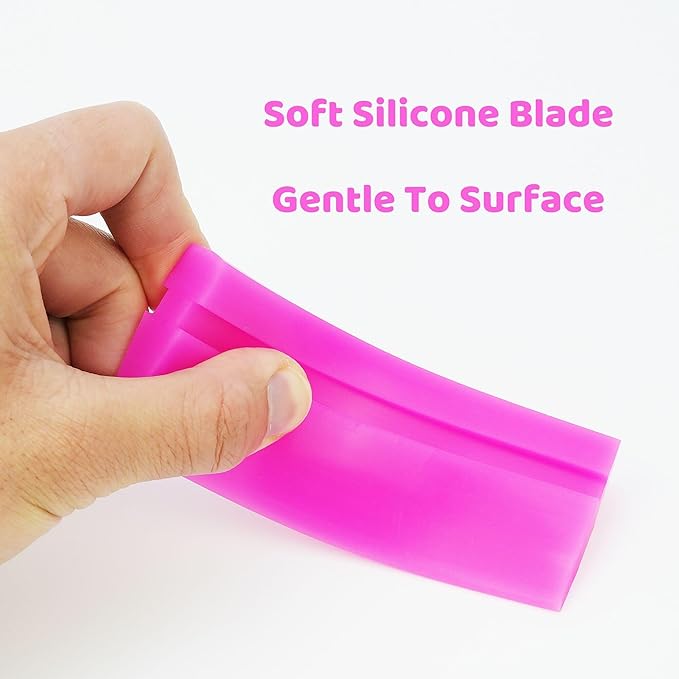 2-Piece DIY Mini Squeegee Set - Soft Silicone Window Tint Squeegee for Glass, Mirror, Shower - (pink4.7in x 1.9in, yellow2.4in x 1.9in)