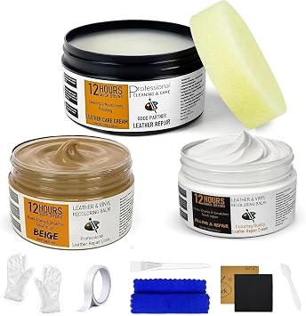 12H Quick-Dry Leather Repair Kit, 3.53 Oz Recoloring Balm & Filler