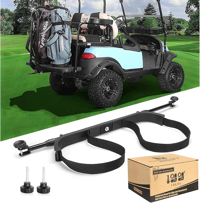 10L0L Universal Golf Cart Rear Seat Bag Holder Rack Attachment for Most 2+2 Golf Carts, Adjustable No-Drilling Golf Cart