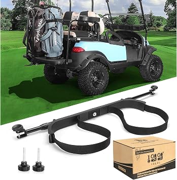 10L0L Universal Golf Cart Rear Seat Bag Holder Rack Attachment for Most 2+2 Golf Carts, Adjustable No-Drilling Golf Cart