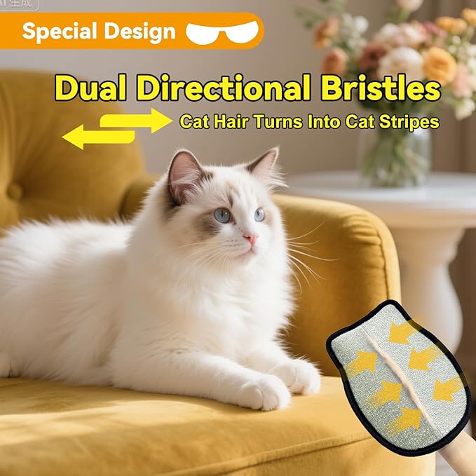Pet Hair Removal Glove, Washable Reusable Cat Dog Fur Remover Mitt with Electrostatic Dual-Direction Surface for Couch, Sofa, Bedding, Rugs and Pet Beds(2pcs-Yellow Black)