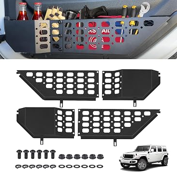 Metal Front Door Pocket Storage for Jeep Wrangler JL JLU 4XE 2018-2026 & Gladiator JT 2020-2026, Door Storage Interior B