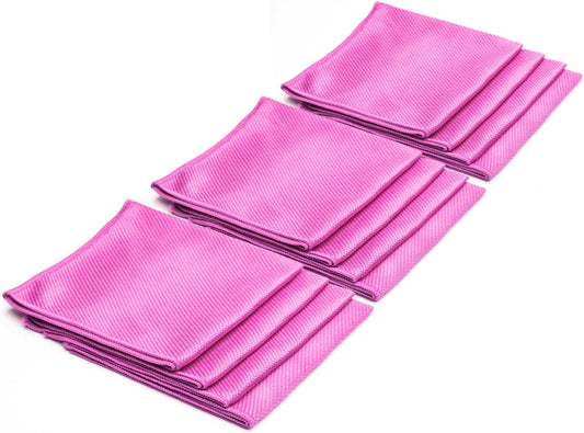 Crystal Clear Diamond Weave Glass & Chrome Microfiber Towels 12-Pack | 300 GSM 16x16 | Streak-Free Final Finish for Windows