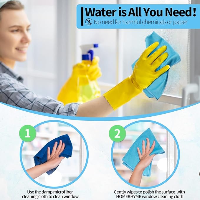 Microfiber Glass Cleaning Cloth, 12 Pack Window Glass Cleaning Rags, Reusable Lint-Free Streak Free Polishing Cloth Wipes for Stainless Steel, Eyeglasses, Mirrors, Screens & Lenses,12" 12"