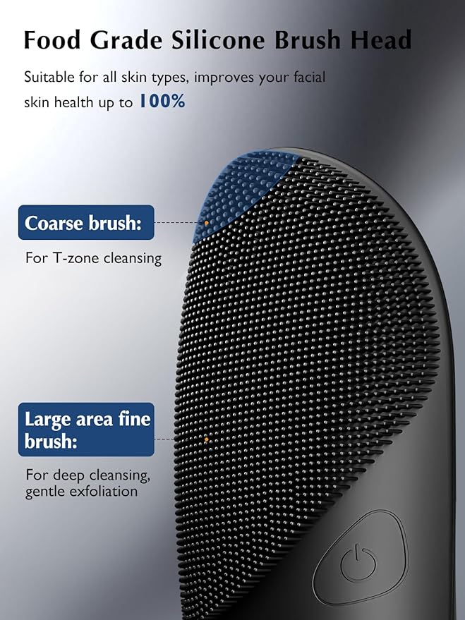 COSLUS JMY05 Silicone Face Scrubber Facial Cleansing Brush: Portable Waterproof Rechargeable Face Wash Brush, 4 Cleansing Modes, Electric Face Exfoliator for Men Women Cleaning, Exfoliating, Massaging