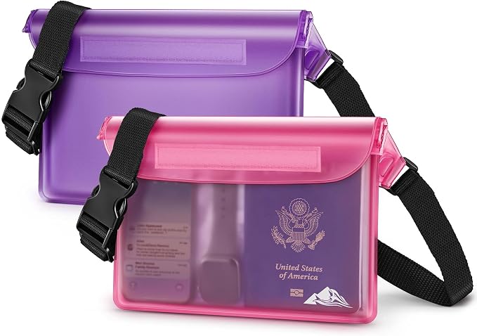 HEETA 2-Pack Waterproof Fanny Pack Pouch Dry Bag for Phone Passport Purse