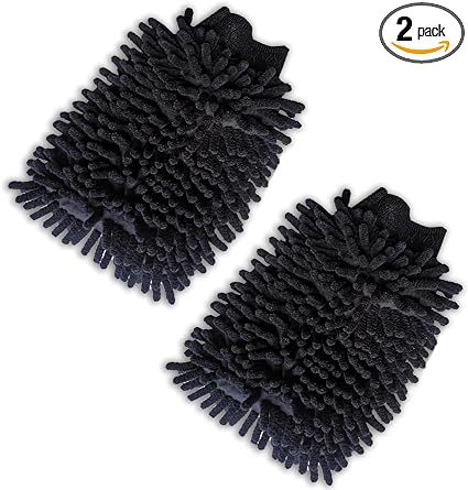 2 PCS Car Wash Mitt, Microfiber Chenille Double Sided Car Wash Gloves, Scratch-Free & Lint-Free Elastic Cuff Cleaning Gl