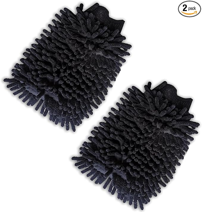 2 PCS Car Wash Mitt, Microfiber Chenille Double Sided Car Wash Gloves, Scratch-Free & Lint-Free Elastic Cuff Cleaning Gl