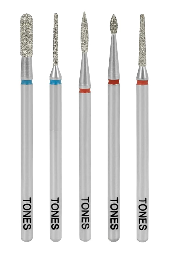 Tones Nail Drill Bit Sanding Shaft for Electric File - Dry Manicure Bit Set (5 bits) - Remove Acrylic & Gel - Manicure, Nail Art