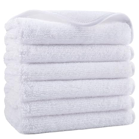 POLYTE 330 GSM Poly Blend Microfiber Shower Wash Cloth Face Towel, 13x13 in