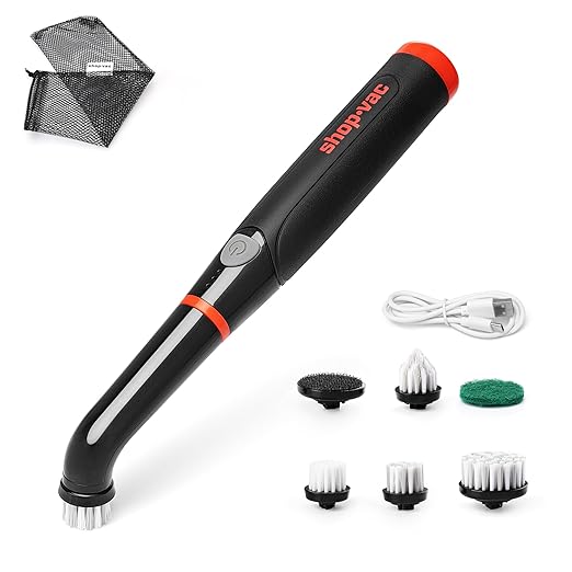 Shop-Vac Electric Spin Scrubber with 2000RPM Motor, 90Min Long Runtime with 5 Replaceable Head, LED Display and IPX6 Waterproof, Cordless Electric Scrubber for Cleaning Grout, Tile, Bathroom, Kitchen