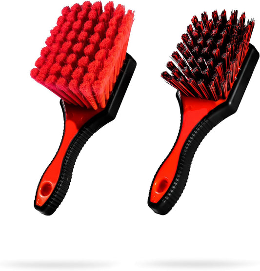 Adam's Wheel & Tire Brush Combo (2-Item) - Includes Wheel Brush & Tire Brush for Cleaning Rubber, Plastic, Chrome, Metal, Aluminum