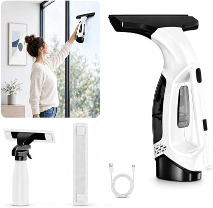 Window Vacuum Squeegee Cordless Electric 2000Pa(White) - Cleanova