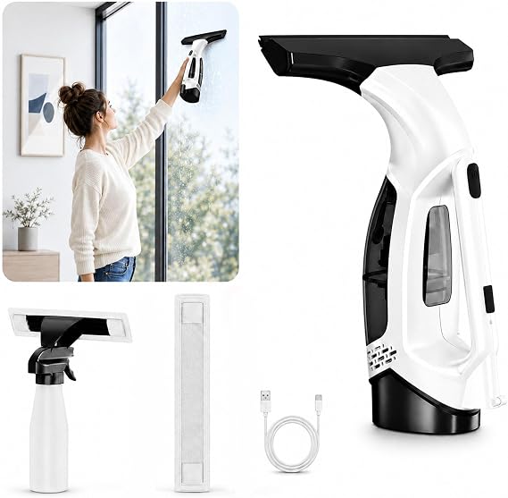 Window Vacuum Squeegee Cordless Electric 2000Pa(White) - Cleanova