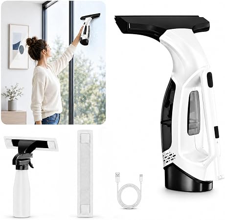 Window Vacuum Squeegee Cordless Electric 2000Pa(White) - Cleanova