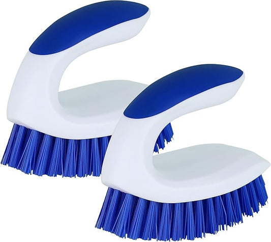 2 Pack Scrub Brushes, Cleaning Brush with Stiff Bristles, Handheld Scrubber for Bathroom, Shower, Tile, Carpet, Bathtub & Floor