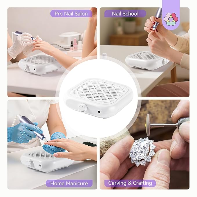 SAVILAND Nail Dust Collector:1000PA Dust Collector 5X Stronger Acrylic Dust Collector Nail Tech & Powerful Suction Nail Vacuum Dust Collector for Nail Tool 6000 RPM Nail Tech Must Have for Home Use