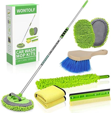 Wontolf 62'' Car Wash Brush with Long Handle Chenille Microfiber Car Wash Mop Mitt Kit Car Detailing Brush Cleaning Kit 