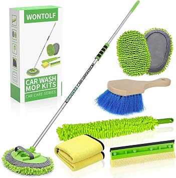 Wontolf 62'' Car Wash Brush with Long Handle Chenille Microfiber Car Wash Mop Mitt Kit Car Detailing Brush Cleaning Kit 