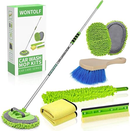Wontolf 62'' Car Wash Brush with Long Handle Chenille Microfiber Car Wash Mop Mitt Kit Car Detailing Brush Cleaning Kit 