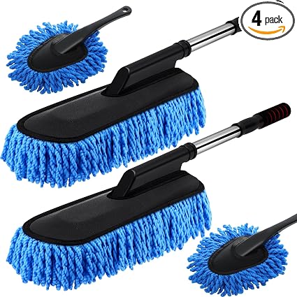 Tanlade 4 Pack Microfiber Car Duster Exterior Scratch Free, Blue