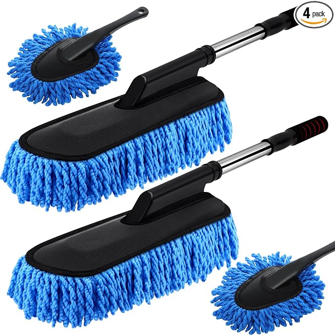 Tanlade 4 Pack Microfiber Car Duster Exterior Scratch Free, Blue