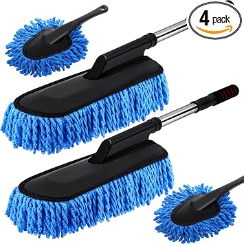 Tanlade 4 Pack Microfiber Car Duster Exterior Scratch Free, Blue