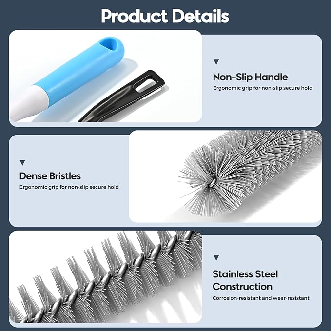 Dryer Vent Cleaner Kit 5 Pcs, Refrigerator Coil Cleaning Brush, Sewer Set Brush, Dryer Lint Cleaner Brush for Flexible Lint Remover, Kitchen Sink, Bathroom Clog, Toilet, Vent Scrubber