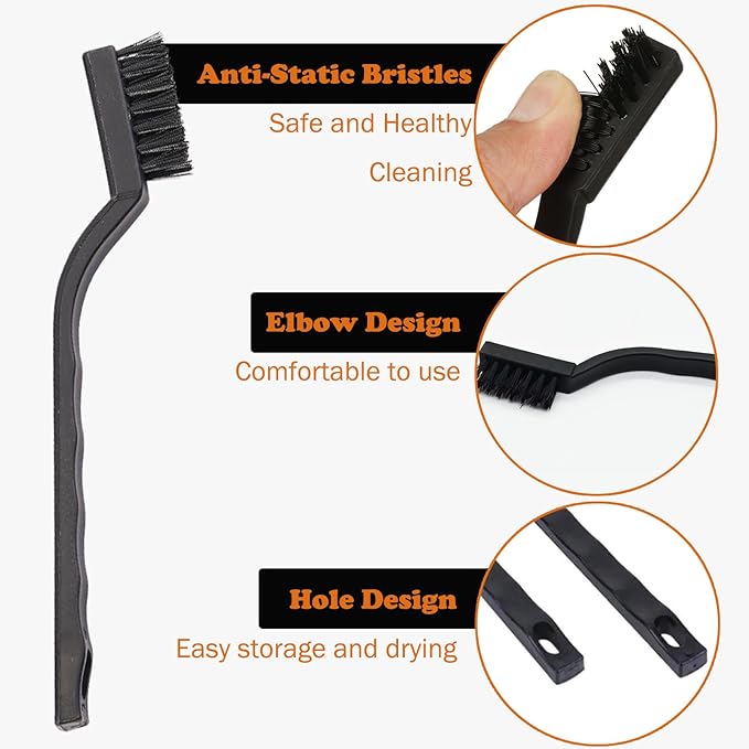 10PCS Anti Static ESD Cleaning Brush Kit, Keyboard PCB Motherboards Circuit Boards Electronic Devices Tool Set, Black