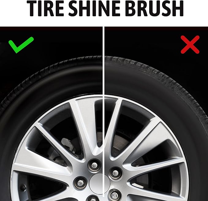 BABYSHEEP Car Tire Shine Applicator,Vegan Tire Shine Brush with Stand for Auto Detailing Cleaning Service,Black+Blue (2pc)