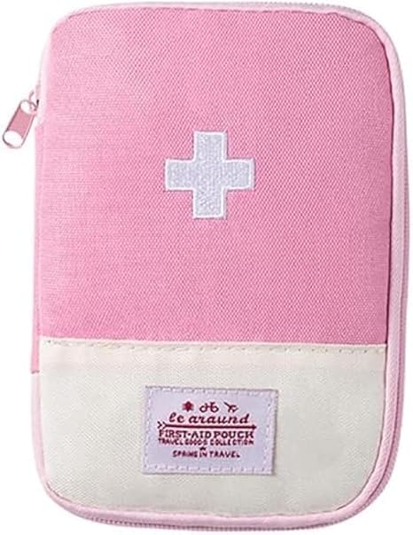 Pink First Aid Bag Empty, Empty First Aid Pouch, Mini Portable Medical Bag for Outdoor Camping Hiking Traveling Emergenc