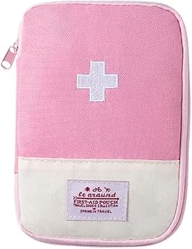 Pink First Aid Bag Empty, Empty First Aid Pouch, Mini Portable Medical Bag for Outdoor Camping Hiking Traveling Emergenc
