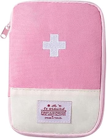 Pink First Aid Bag Empty, Empty First Aid Pouch, Mini Portable Medical Bag for Outdoor Camping Hiking Traveling Emergenc