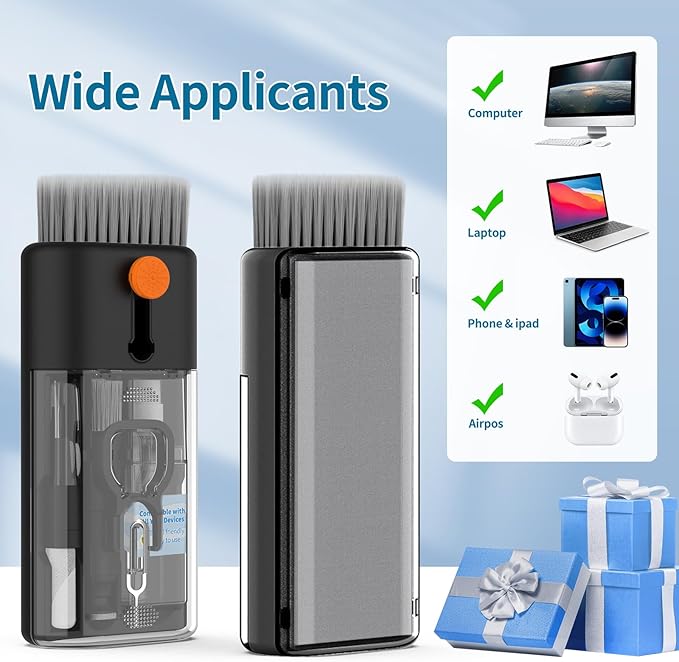 Keyboard Cleaner Laptop Cleaning Kit - Computer Tech Cleaning Brush, Electronic Screen Cleaner Spray and Wipe with Multi-Function Cleaning Tool for MacBook, Tablet, iPhone, Earbuds, Camera, Gaming