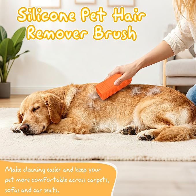 2 Pack Silicone Pet Hair Remover Roller for Furniture, Carpets, Sofas, and Car Interiors