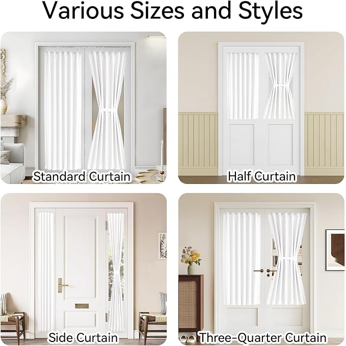 Vatge Pure White Sidelight Curtains - 50% Sunlight Blocking Sidelight Curtains for Front Door, 1 Panel, W25 x L80, Pure White