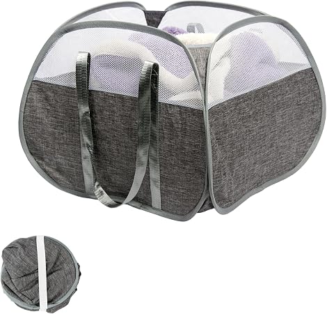 Collapsible Laundry Basket, 90L Tear Proof Mesh Pop-up Hamper