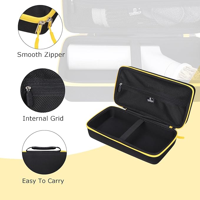 Tourmate Hard Storage Case Compatible HOTO Cordless Electric Spin Scrubber,Travel Box for Bathroom Cleaning Brush（Case Only） (Black & Yellow)