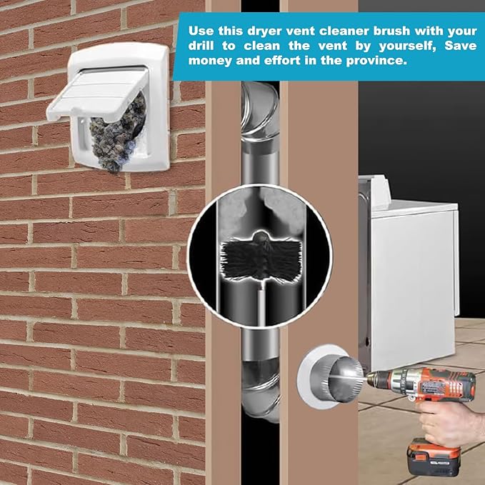 Sealegend 40 Feet Dryer Vent Cleaner Kit/Lint Remover/Upgraded Flexible Quick-Snap Brush with Drill Attachment/Fireplace Chimney Brushes for Easy to Use/Works with or Without Power Drill
