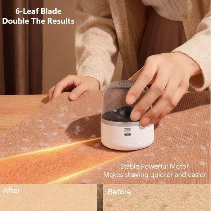Electric Fabric Shaver – USB Rechargeable Lint Remover with 6 Blades, Safe for All Fabrics, Clothes, Sweater, Sofa & Furniture – Portable Pilling Remover for Home & Travel (Black)