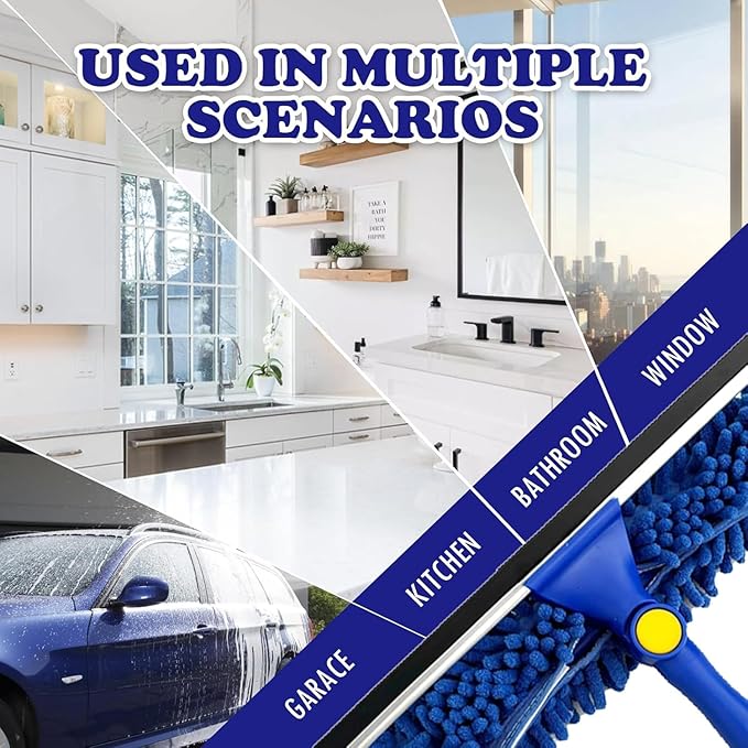 Window Cleaner Squeegee Kit - 2.38M (94inch) Cleaning Equipment with Long Handle 3 in 1 Extendable Window Cleaning Tool for High Windows, Glass, Home, Wall and Car