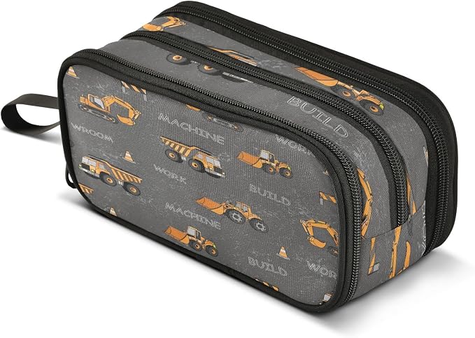 Tractor Car Pencil Case Machine Truck 3 Compartment Pen Bag Pouch Holder Box for Office College School Portable Storage 